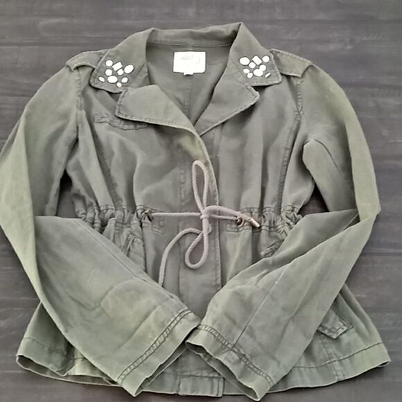 Dolled up army green tied waist jacket - Picture 1 of 6